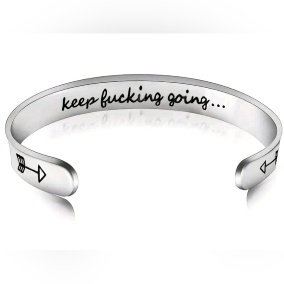 Inspirational Silver Cuff Bracelet - Picture 3 of 6